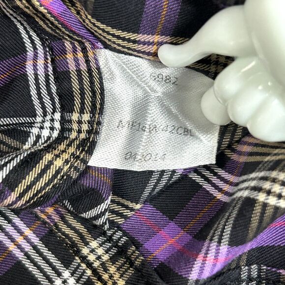 Peter Millar Shirt Mens Large Purple Plaid 100% Cotton Button Down Casual Pocket - Picture 10 of 10